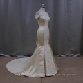 Champane Mermaid Wedding Dress Boat Neckline